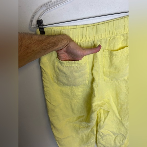 PureJill Garment Died 100% Linen Butter Yellow Pull on pants Size S Natural - Picture 9 of 13